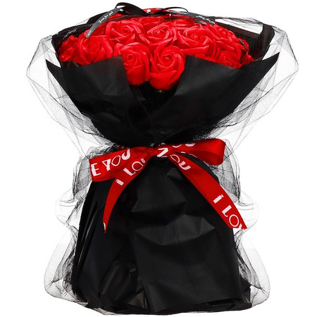 Mydlany bukiet róż 32 szt. kwiaty do kąpieli czerwone