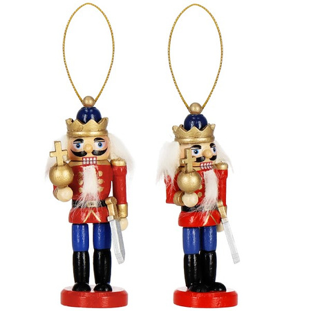 Zawieszki choinkowe 6 szt. drewniany dziadek do orzechów 8 cm świąteczna ozdoba