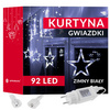 Kurtyna świetlna 92 led girlanda gwiazdki, lampki wewnętrzno-zewnętrzne sople zimny biały