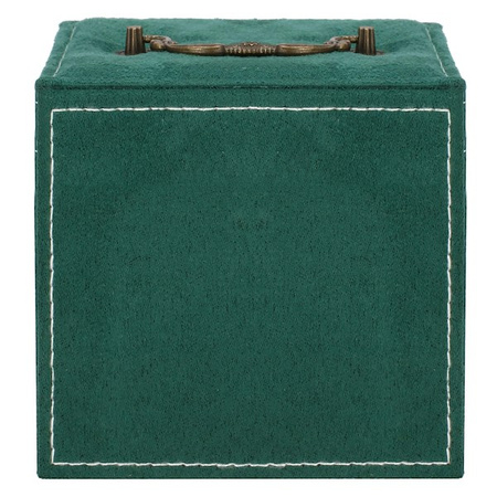 Kuferek, szkatułka na biżuterię 12x12x12 cm zielony welurowy organizer z przegródkami