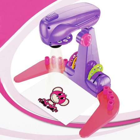 Rzutnik do nauki rysowania dla dzieci szkicownik z notesem i mazakami różowy