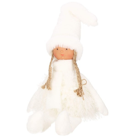 Para laleczek 34 cm ozdoba świąteczna, figurka świąteczna, gnom białe