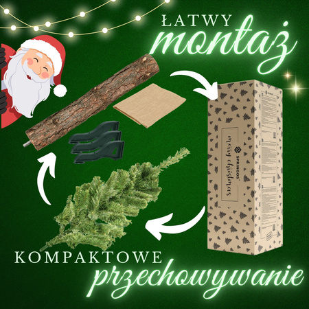 Choinka sztuczna, sosna na pniu, 140 cm drzewko bożonarodzeniowe, zielona