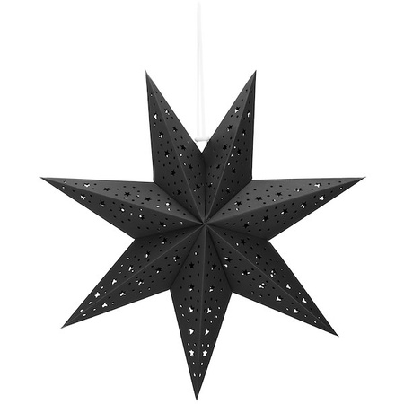 Gwiazda świąteczna papierowa czarna i lampki choinkowe 10 led zimny biały
