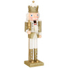 Dziadek do orzechów 38 cm z berłem, drewniany żołnierzyk złoty, figurka świąteczna