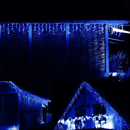 Kurtyna świetlna 300 led girlanda, lampki wewnętrzno-zewnętrzne sople niebieski