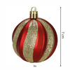 Bombki choinkowe czerwone 6 szt. 7 cm matowe i błyszczące złoty brokat, ze sznureczkami
