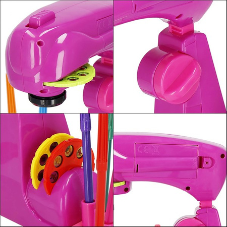 Rzutnik do nauki rysowania dla dzieci szkicownik z notesem i mazakami różowy