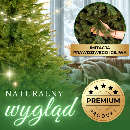 Świerk naturalny, drzewko świąteczne 220 cm choinka sztuczna, produkcja polska