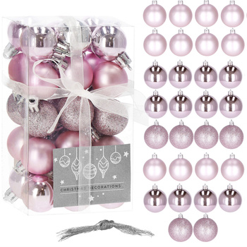 Bombki choinkowe 30 szt. ozdoby świąteczne zestaw 4 cm różowy