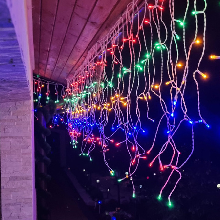 Kurtyna świetlna 500 led girlanda, lampki wewnętrzno-zewnętrzne sople multikolor