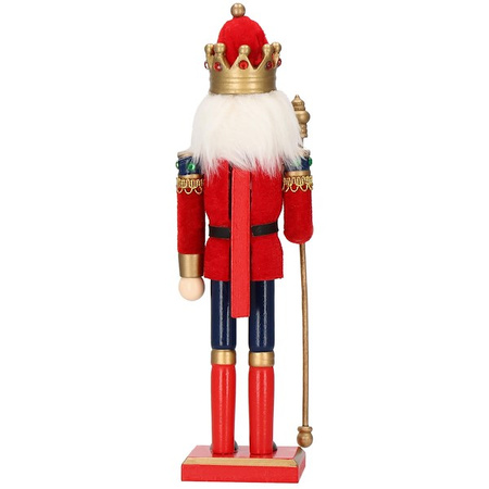 Dziadek do orzechów 31 cm z berłem, drewniany żołnierzyk multikolor, figurka świąteczna