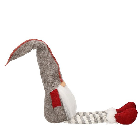 Skrzat 50cm ozdoba świąteczna, siedzący krasnal świąteczny, gnom szary