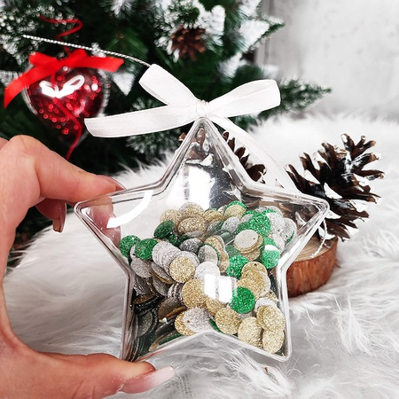 Bombki akrylowe 12cm gwiazda plastikowa decoupage zestaw 8 szt.
