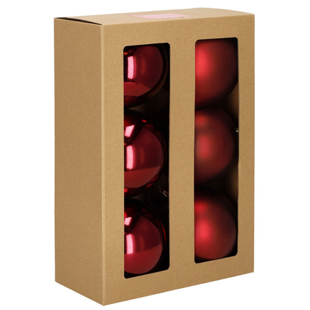 Czerwone bombki choinkowe 13 cm 6 szt. zestaw ozdoby choinkowe półmatowe i połyskujące