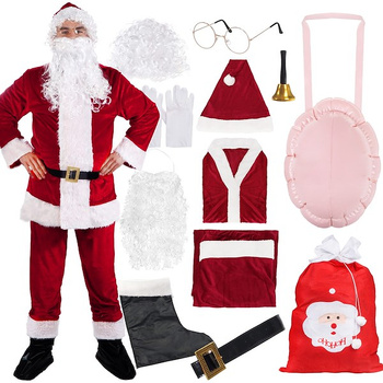 Strój św. Mikołaja 12 elementów, kostium przebranie czerwone