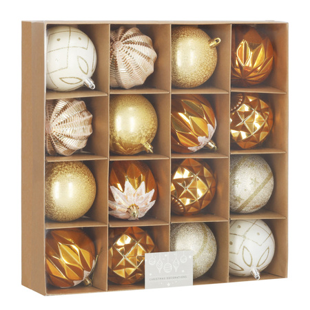 Bombki choinkowe 16 szt. ozdoby świąteczne zestaw 8cm biały, złoty