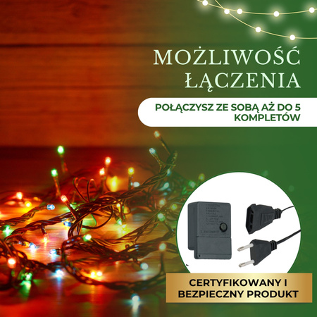 Lampki choinkowe 300 led multikolor 22,5 m oświetlenie świąteczne wewnętrzne