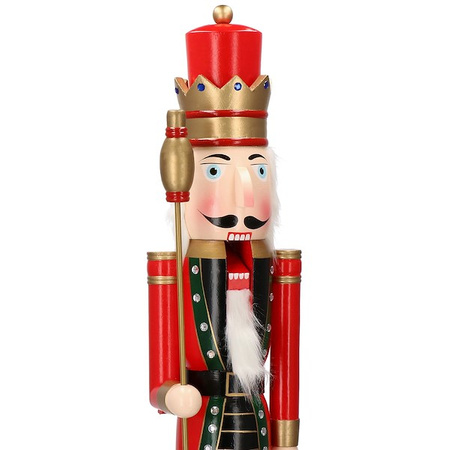 Dziadek do orzechów 120 cm drewniany żołnierzyk z berłem, figurka świąteczna