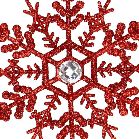 Zawieszka na choinkę śnieżynki 2 szt. ozdoba świąteczna 12 cm czerwony brokat