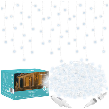 Kurtyna świetlna 1500 led girlanda, lampki wewnętrzno-zewnętrzne sople zimny biały