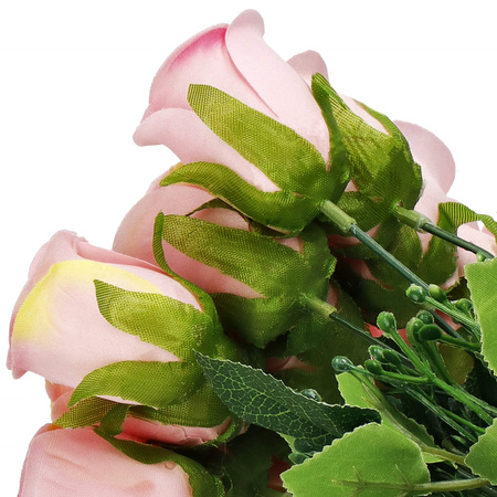 Bukiet sztucznych róż 12 kwiatów dekoracyjne różowe