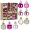 Bombki choinkowe 54 szt. ozdoby świąteczne zestaw 3cm różowe
