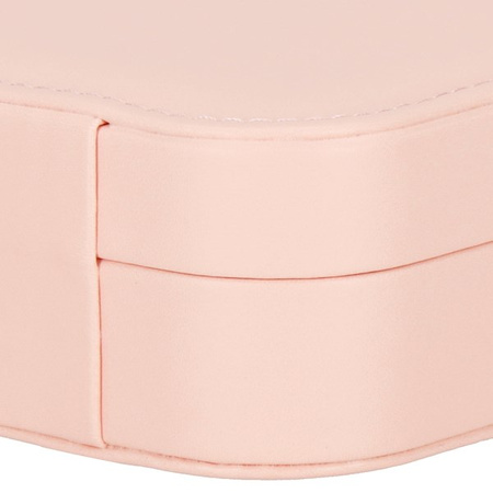 Kufer, szkatułka na biżuterię ekoskóra 16x11x5 cm różowy z przegródkami