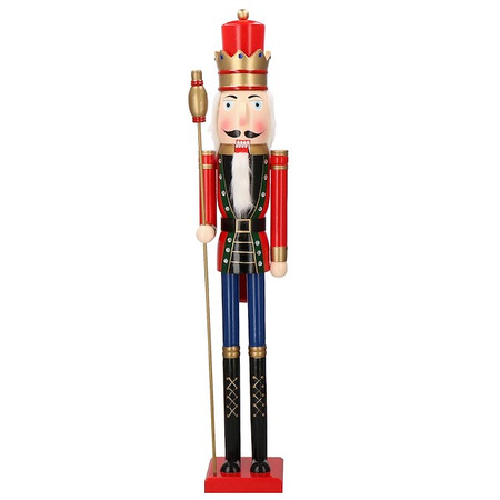 Dziadek do orzechów 120 cm drewniany żołnierzyk z berłem, figurka świąteczna