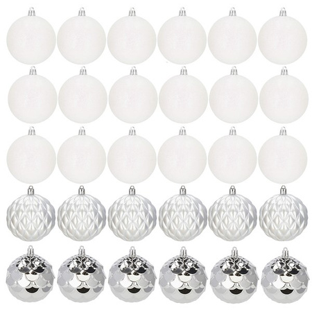 Bombki choinkowe 30 szt. ozdoby świąteczne zestaw 8 cm białe