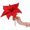 Gwiazda betlejemska 26 cm sztuczny kwiat, poinsecja czerwona z brokatem