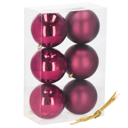 Bombki choinkowe 6 szt. ozdoby świąteczne zestaw 9,5 cm bordowe