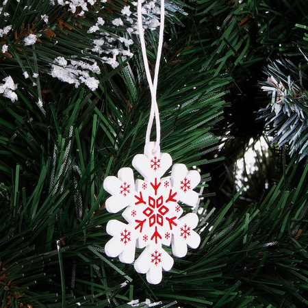 Świąteczne zawieszki 5cm drewniane śnieżynki zestaw 3 szt. biały