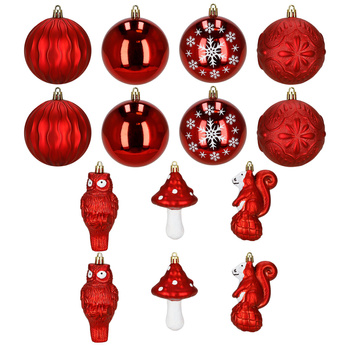 Bombki choinkowe 14 szt. ozdoby do girland i świątecznych aranżacji, czerwone