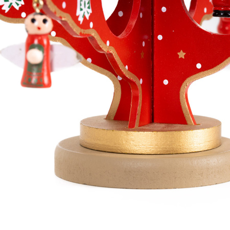 Choinka z drewna z figurkami 29 cm świąteczna dekoracja bożonarodzeniowa czerwona