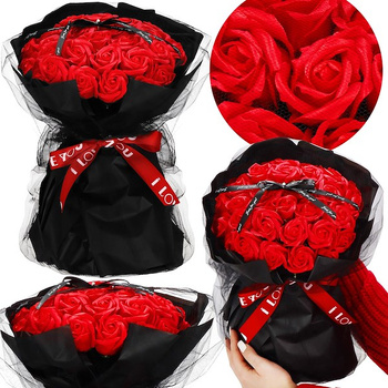 Mydlany bukiet róż 32 szt. kwiaty do kąpieli czerwone