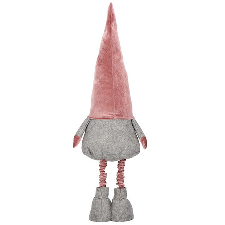 Skrzat 80-120 cm welurowy krasnal świąteczny, gnom różowy na teleskopowych nóżkach