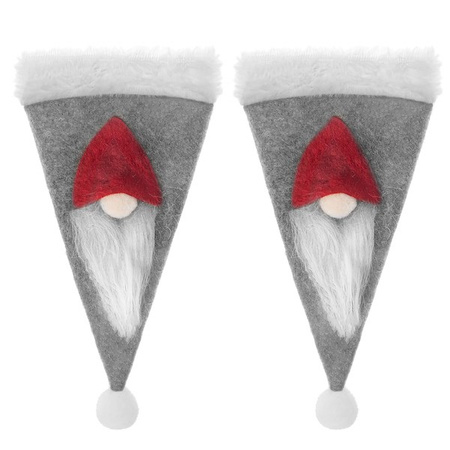 Etui na sztućce 10szt. świąteczna kieszonka, czapka szara ozdoba świąteczna