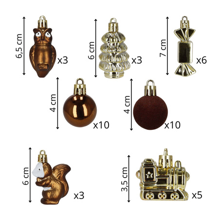 Bombki choinkowe 40 szt. komplet dekoracje świąteczne zawieszki nietłukące, brązowy, złoty, biały
