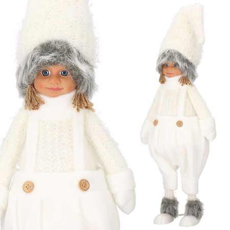 Laleczka 56 cm ozdoba świąteczna, figurka świąteczna, gnom biały