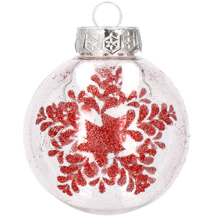 Bombki choinkowe przeźroczyste 30 szt. czerwony 7cm zestaw choinkowy