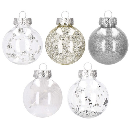 Bombki choinkowe przeźroczyste 30 szt. srebrny, złoty 6cm zestaw choinkowy