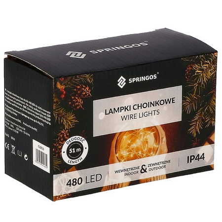 Lampki choinkowe 480 led druciki na prąd biały ciepły