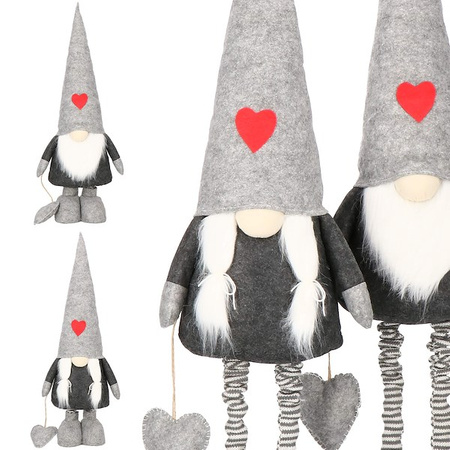 Para skrzatów 2 szt. ozdoba świąteczna, krasnal świąteczny z teleskopowymi nóżkami, gnom szary