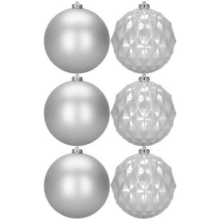 Bombki choinkowe, nietłukące 6 szt. dekoracje świąteczne 15 cm srebrne