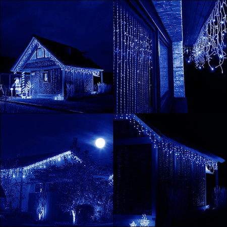 Kurtyna świetlna z pilotem 1500 led girlanda, lampki wewnętrzno-zewnętrzne sople niebieski