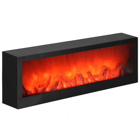 Kominek LED na baterie 60x10x19,5 cm dekoracyjna lampa z efektem płomienia, czarne