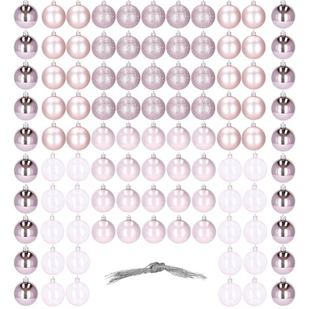 Bombki choinkowe 100 szt. ozdoby świąteczne różowy