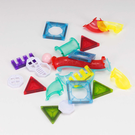 Klocki magnetyczne tory, tunele kulkowe, kulki LED zestaw klocków konstrukcyjnych 66 szt. wielokolorowe