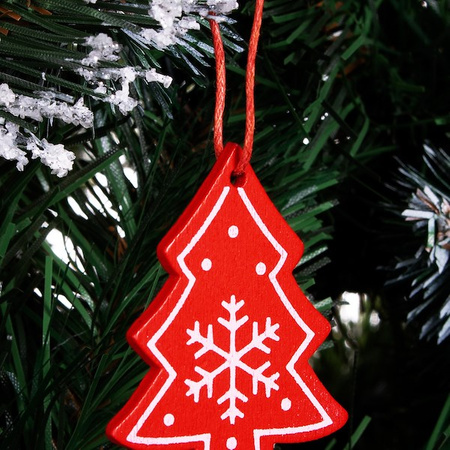 Świąteczne zawieszki 4,5cm drewniane choinki zestaw 3 szt.